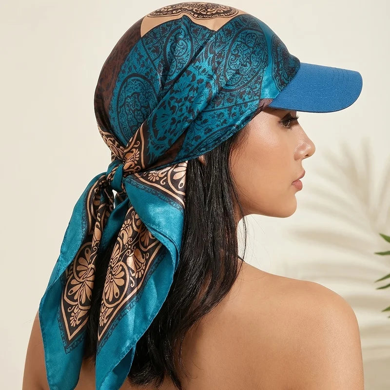 Women's Sun Hat Self-Tie Brimmed Scarf Cap for Beach Vacation Sun Protection
