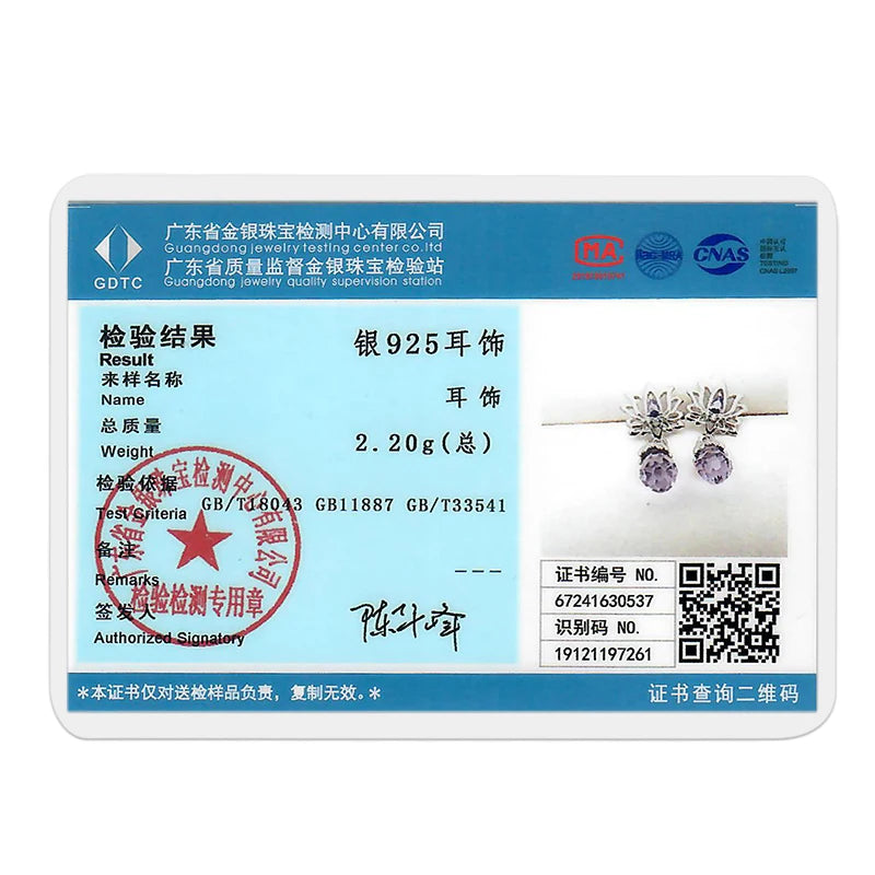 925 Silver Pastel Violet Sparkling Bowknot Hoop Earrings for Women Gift