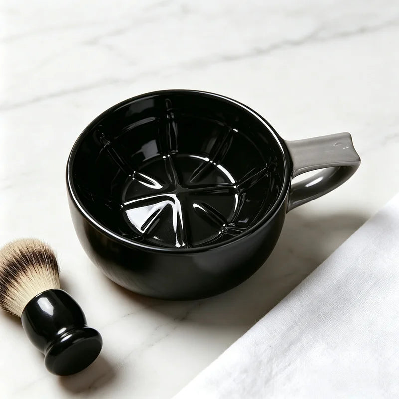 Shaving Bowl with Brush Holder - Wet Shaving Foam Soap Dish & Tool