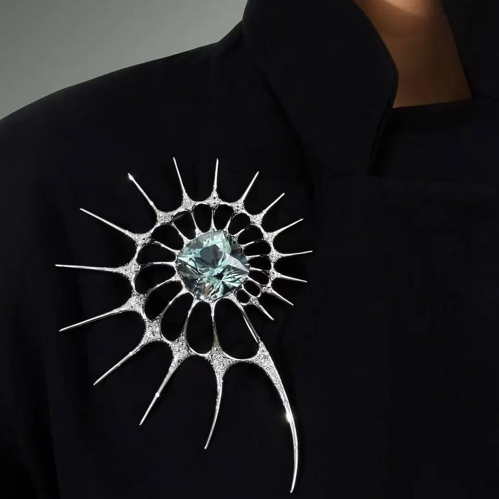 Luxury Irregular Spiky Rhinestone Brooch - Gothic Statement Pin for Clothes & Bags