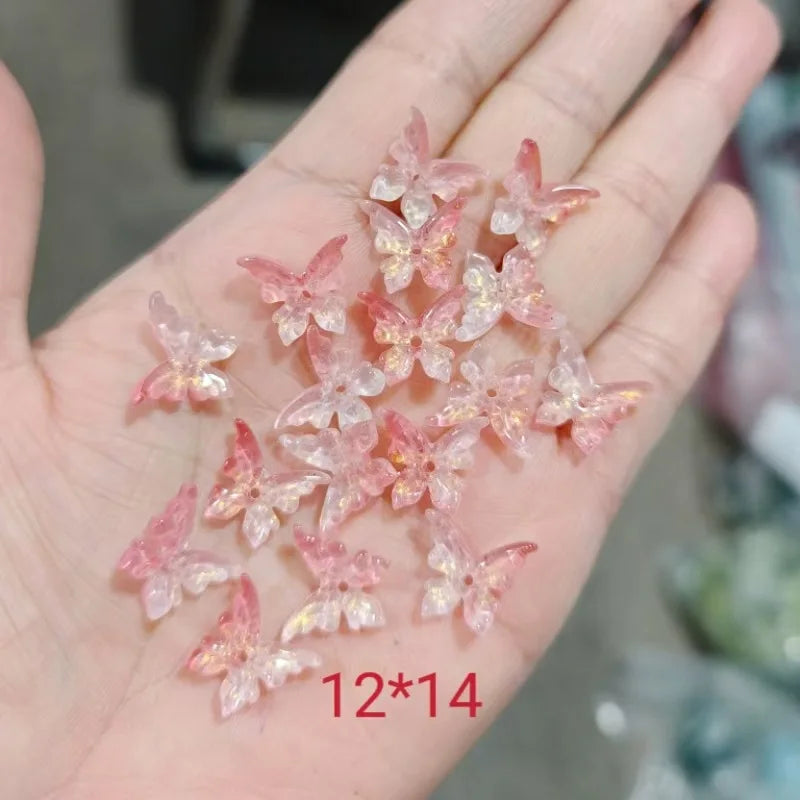 20pcs Butterfly Beads 12x14mm Czech Glass Loose Beads for Jewelry Making