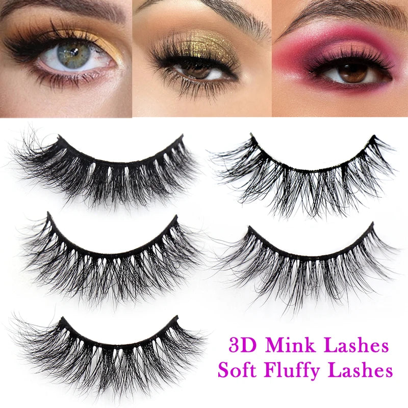 3D Mink False Eyelashes Fluffy Wispy Full Strip Makeup Lashes