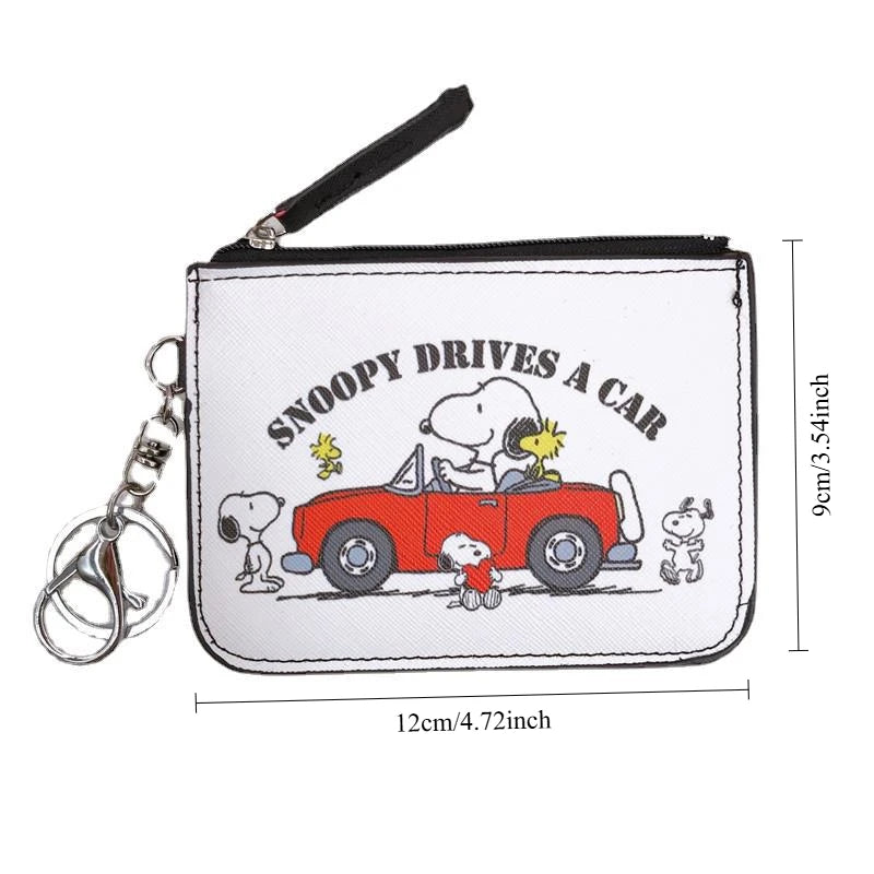 Cute Snoopy Coin Purses Wallet for Women with Zipper Card Holder & Keychain