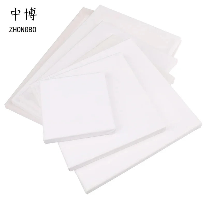 2-Piece Square Artist Canvas for Oil, Acrylic & Watercolor Painting - White