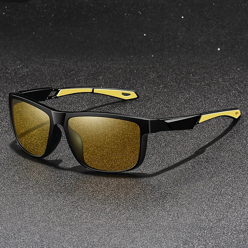 Square Yellow Night Vision Anti-Glare Goggles for Men Women Driving Fishing UV Protection