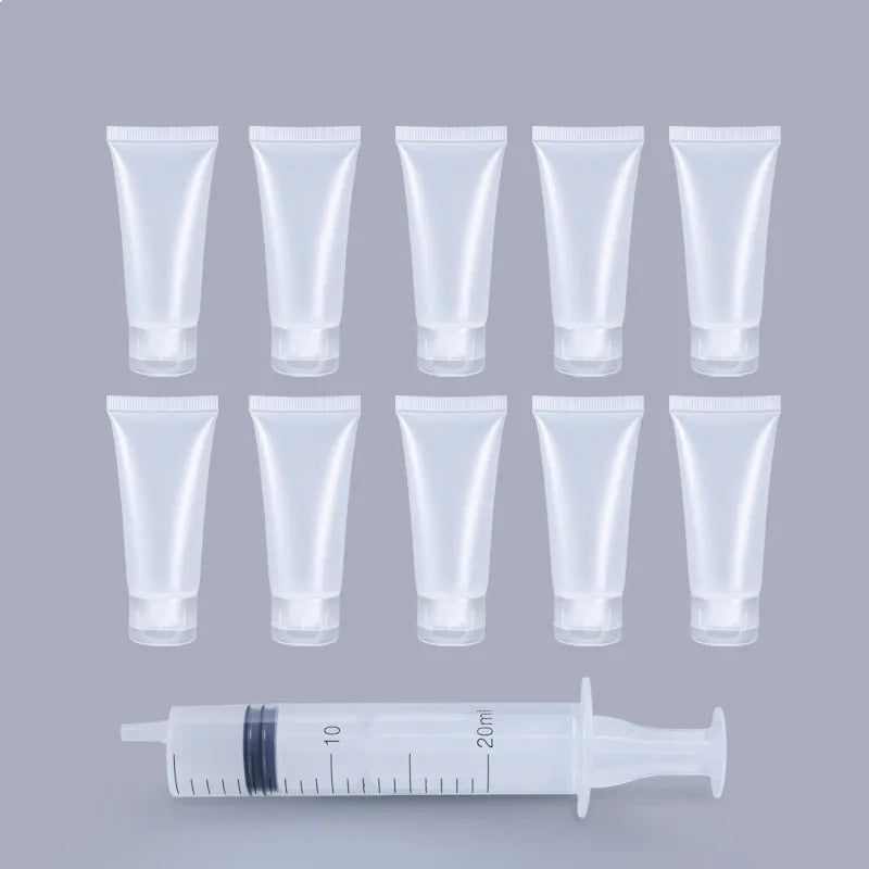 10Pcs Refillable Plastic Travel Squeeze Tubes with Flip & Screw Lids