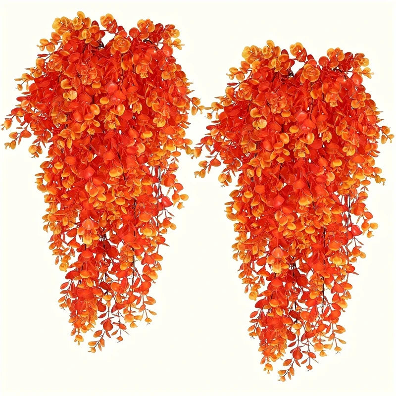 2pcs Artificial Flower Hanging Wall Decor for Home Garden Autumn Halloween