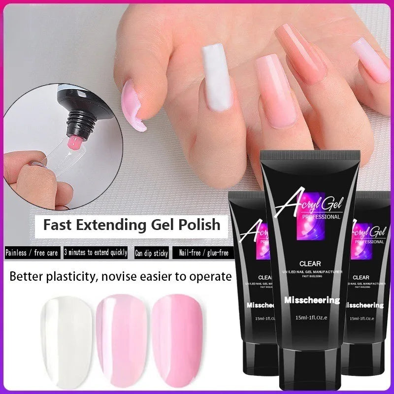 15ml Nail Extension Gel Kit Poly Nail Acrylic Build Strong Long-Lasting Polish