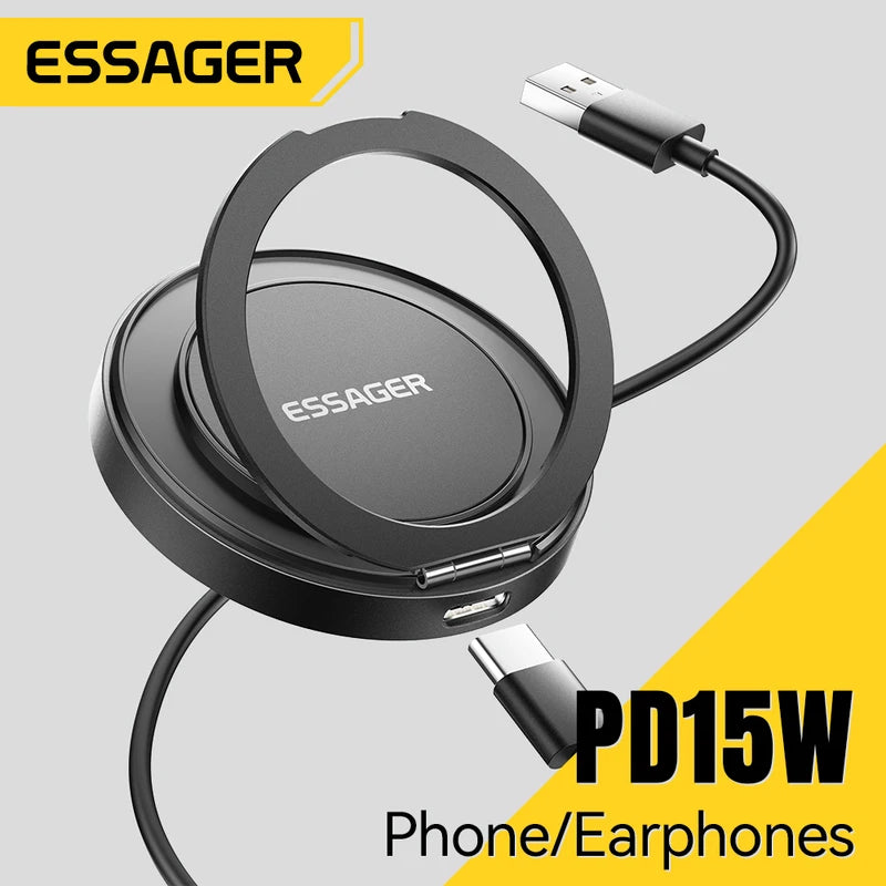 15W Magnetic Wireless Charger with Holder for iPhone & AirPods - Fast Charging