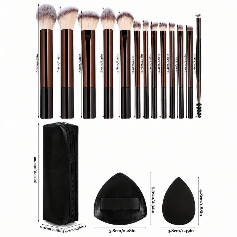 17-Piece Professional Makeup Kit with Brushes, Sponges & Carry Bag