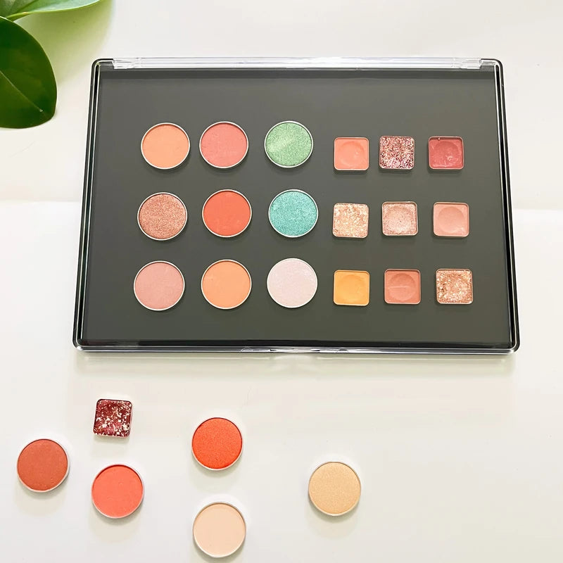 2-Piece XL Magnetic Eyeshadow Palette Set with Clear Lid & Metal Stickers