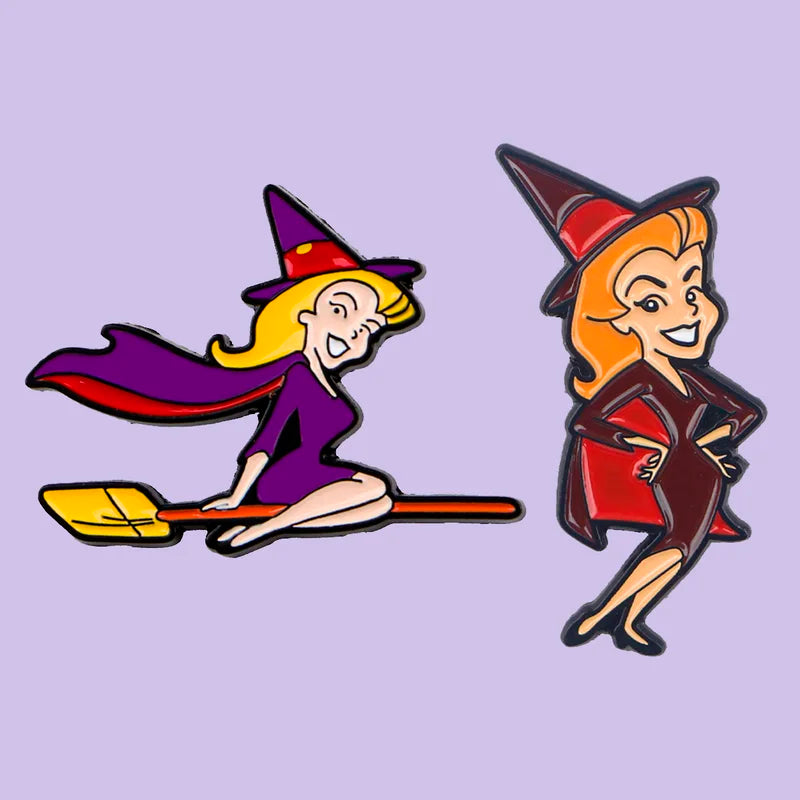 2pcs Cartoon Sorceress Enamel Pins Metal Brooch Backpack Hat Bag Badge Gift