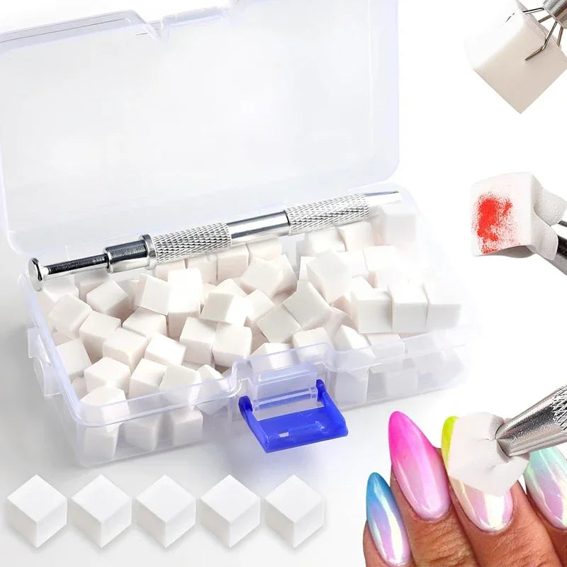 50Pcs Nail Art Sponge Set with Gradient Brushes and Manicure Tools