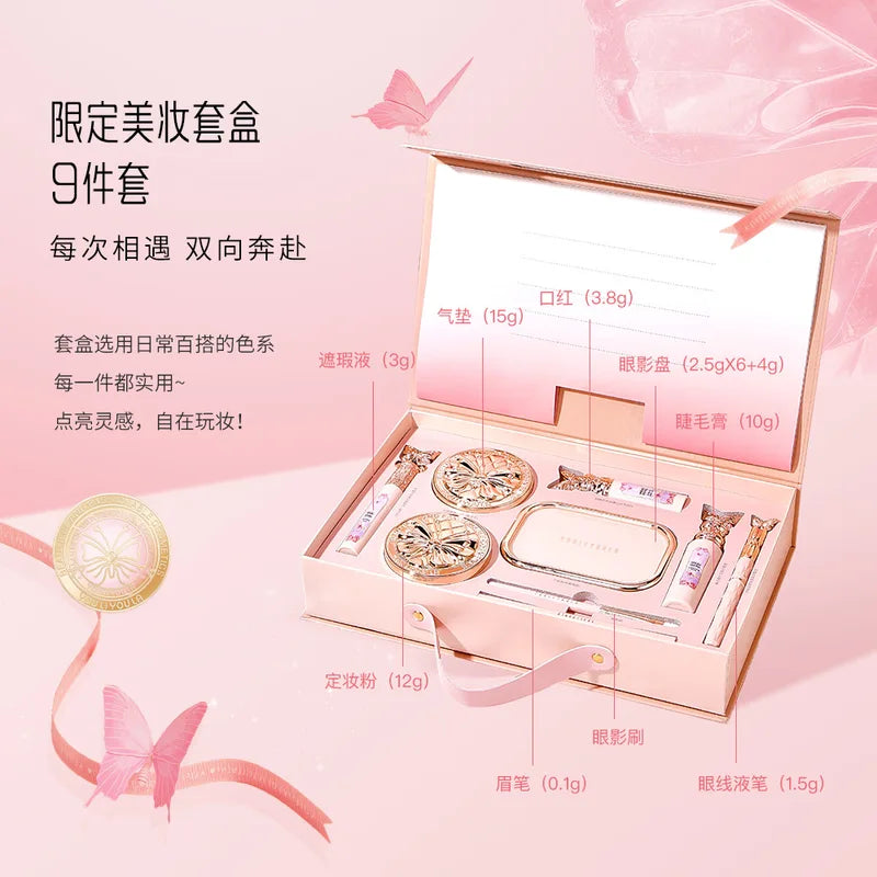 Makeup Sets Full Cosmetics Kit with Lipstick Eyeshadow Eyebrow Pen BB Air Cushion 9 Pieces Gift Box