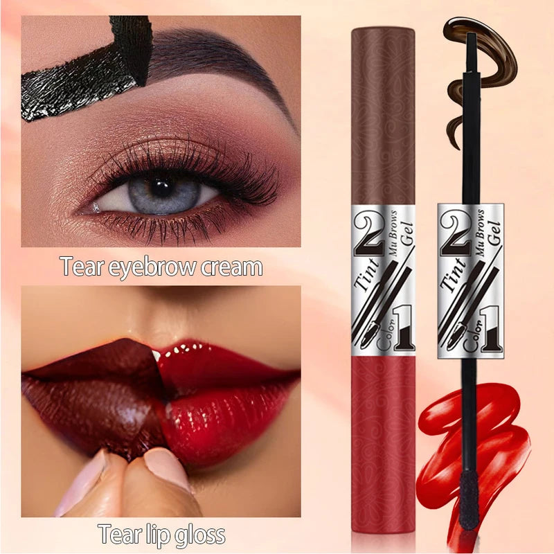 Dual-Ended Peel Off Eyebrow & Lip Tattoo Tint - Waterproof Long Lasting Makeup