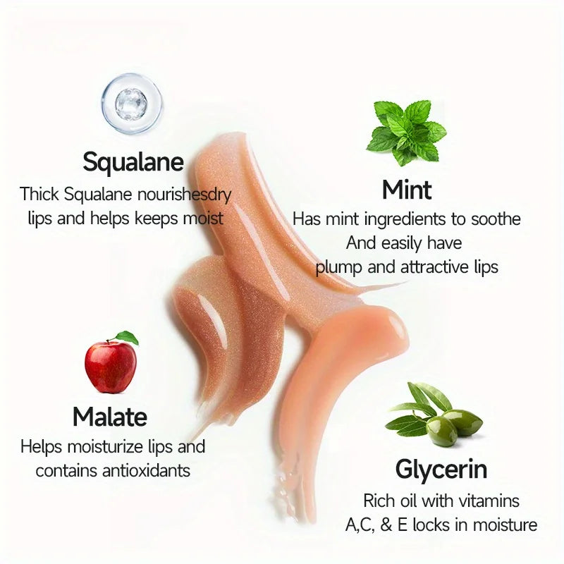 Shimmer Lip Oil Tinted for Fuller Lips Collagen Lip Gloss Moisturizing Lip Enhancer