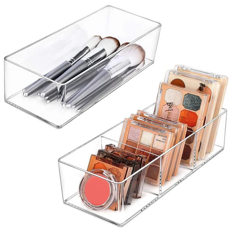 Acrylic Cosmetics Storage Box for Lipstick & Makeup Brushes, Layered Organizer, Desktop Drawer, Clear