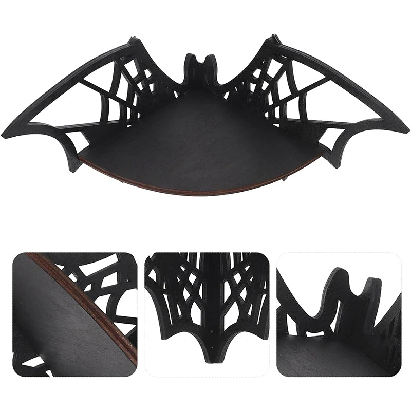 Bat Shaped Floating Corner Shelf - Wooden Gothic Wall Display Shelf for Home Decor