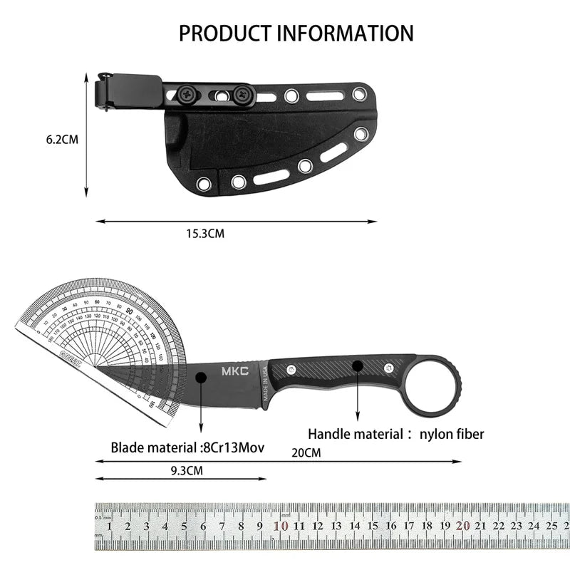 Outdoor Survival Fixed Blade Knife 19.8cm Magnacut Steel Tactical Hunting Tool