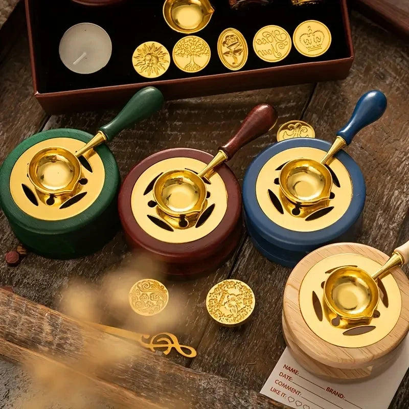 Wax Seal Warmer Kit with Copper Spoon for Melting Sealing Wax Beads & Sticks