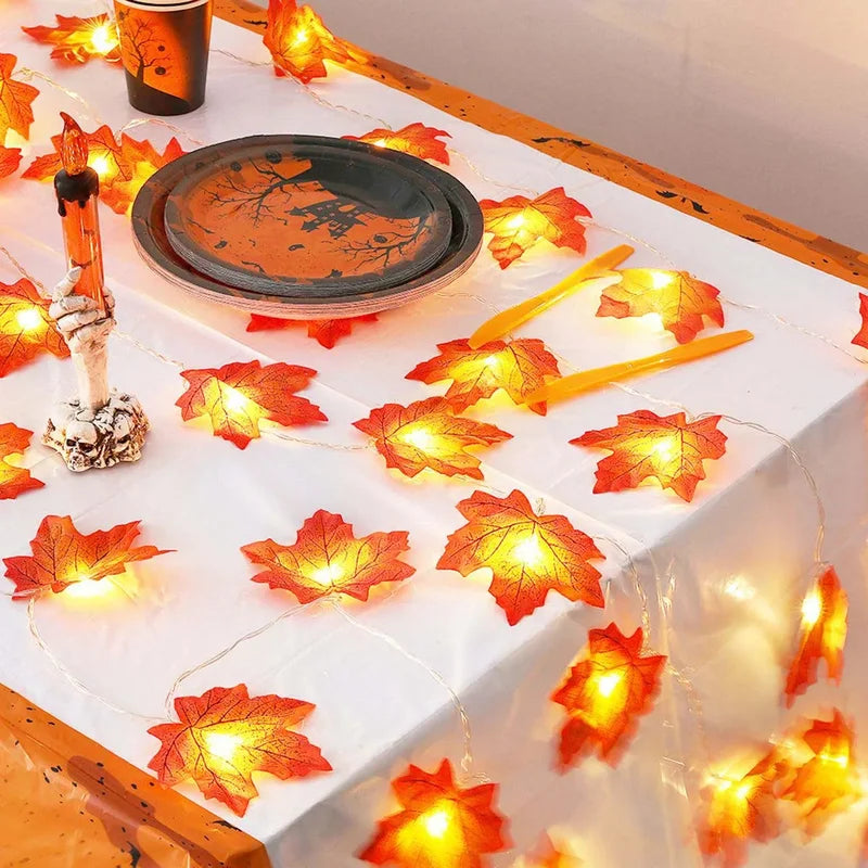 Maple Leaf String Lights Waterproof Outdoor Decor for Halloween & Autumn