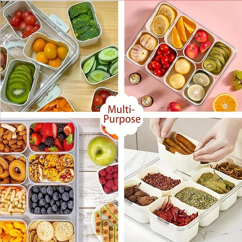 4-Grid Snack Container with Lid - Portable Food Storage & Organizer