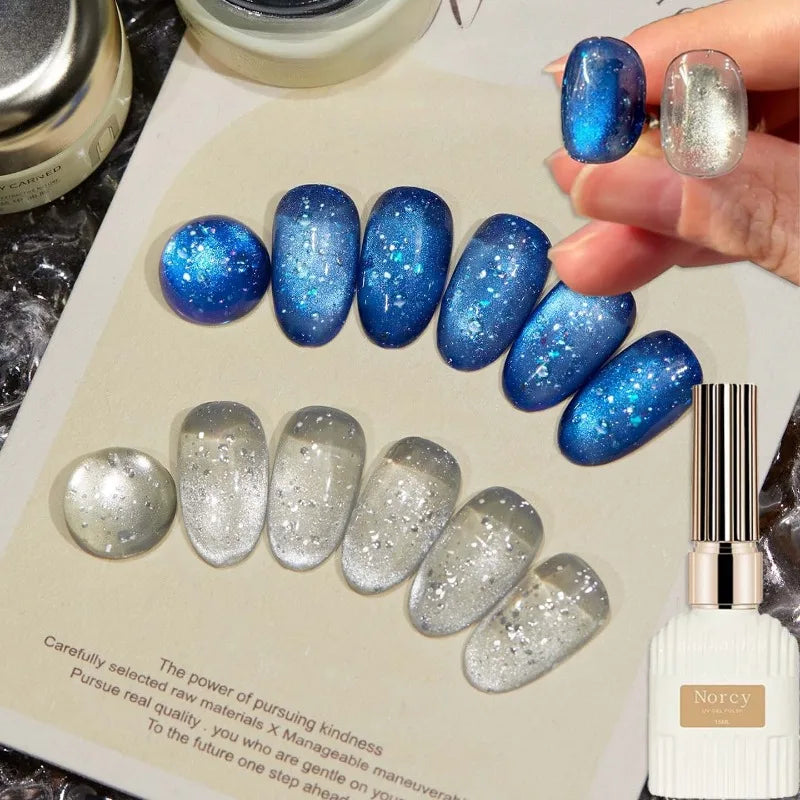 Sparkling Crystal Cat Eye Gel Nail Polish Bubble Water Effect 15ml - Summer Nail Art