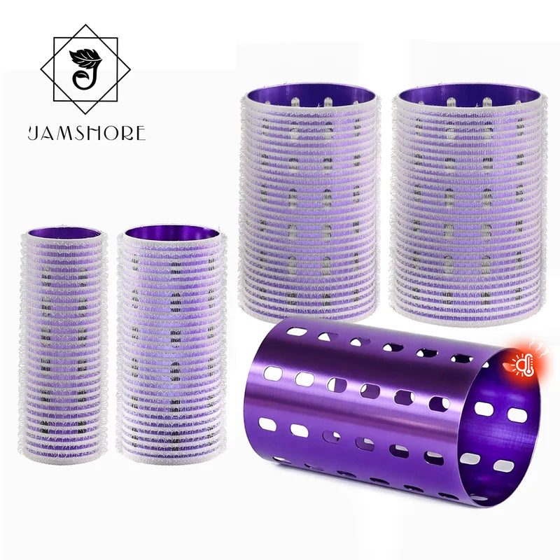 Ceramic Thermal Hair Rollers Set with Self-Grip Nylon & Aluminum Core - 90mm