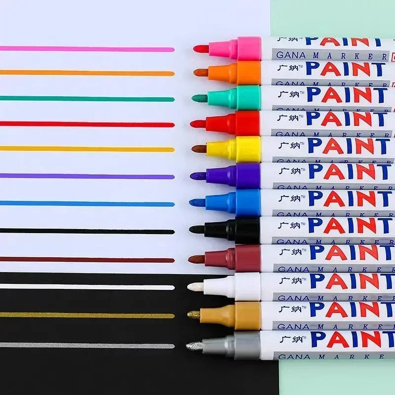 Set of 6 Colorful Waterproof Oil-Based Paint Markers for Art Crafts and Surfaces