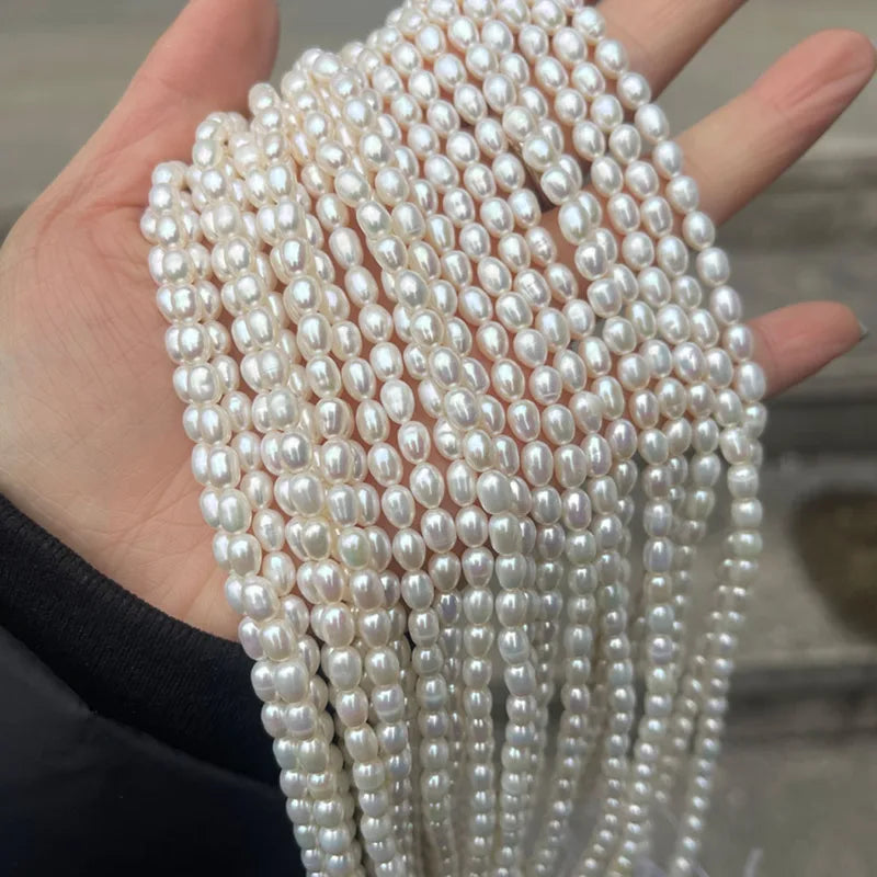 Freshwater Pearl Beads - High-Gloss Rice-Shaped DIY Jewelry Making Supplies