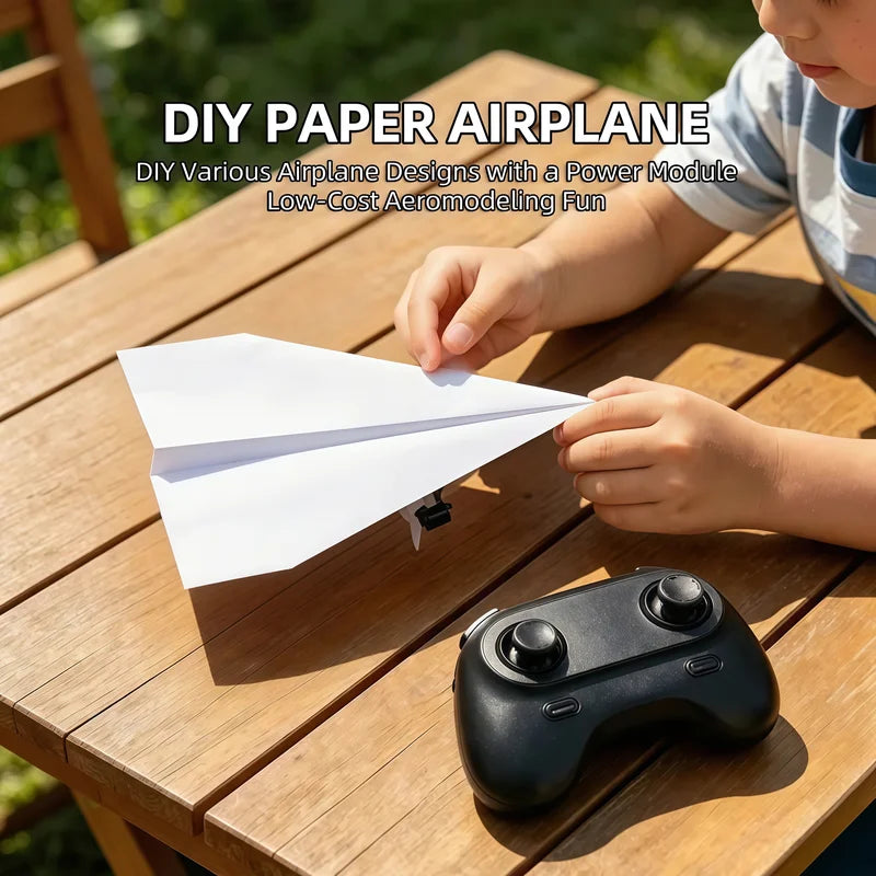 RC Paper Airplane Kit - Remote Control Flying Toy with Gyro & Dual Propellers, DIY Foldable STEM Gift for Kids & Adults