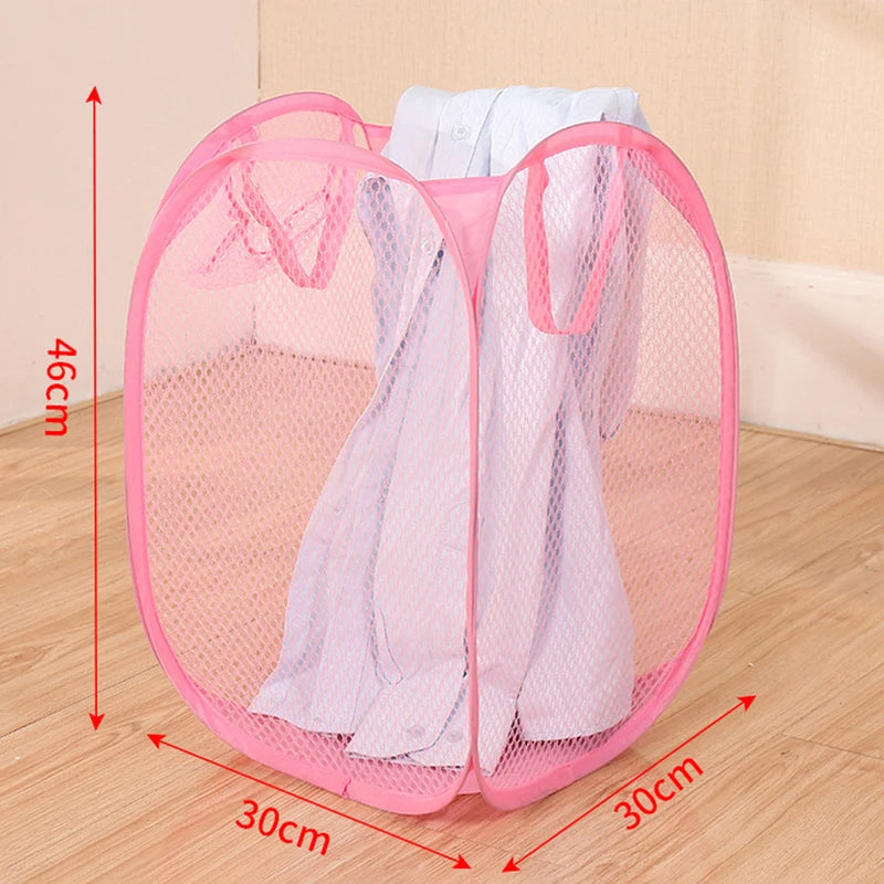 Folding Laundry Basket with Mesh Ventilation - Portable Clothing Storage Bin