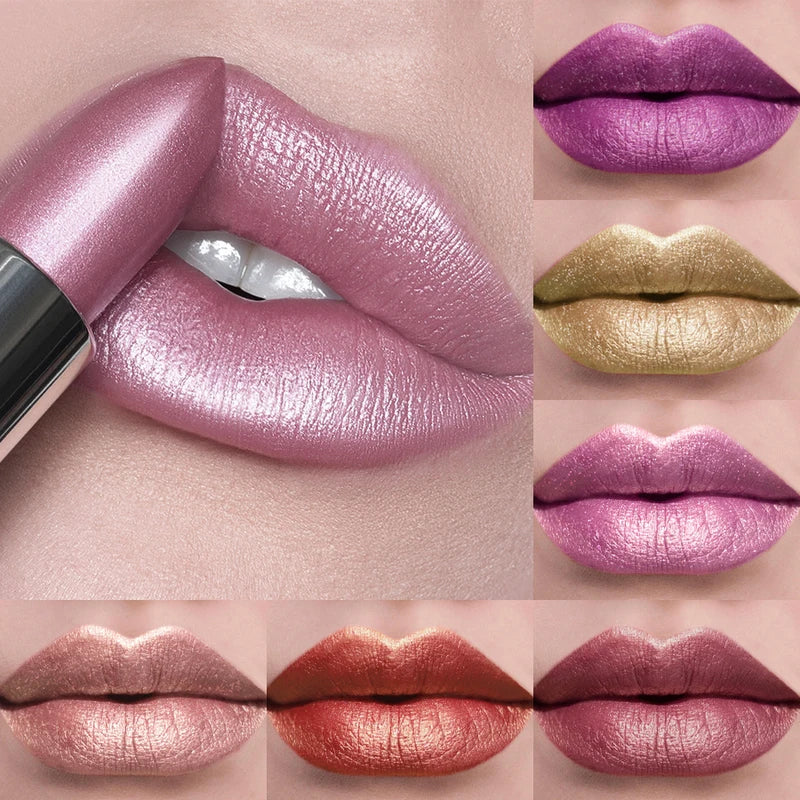 Bold & Intense Glitter Metallic Lipstick - Long Lasting Lip Makeup