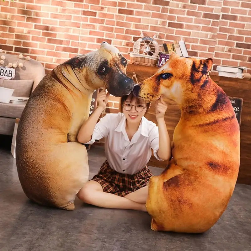 Cute 3D Animal Dog Pillow - Funny Cosplay Throw Cushion for Kids & Home