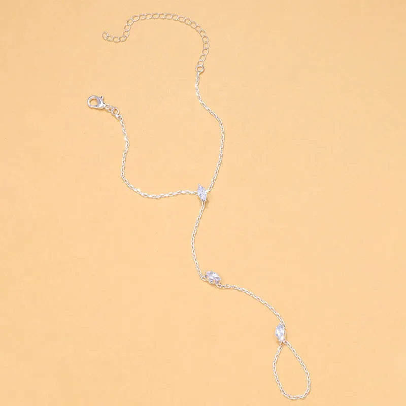 Bohemia Rhombus Crystal Chain Bracelet for Women Simple Thin Jewelry Gift