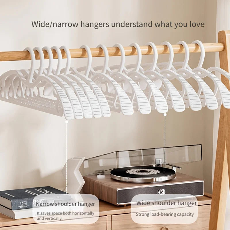 Wide Shoulder Hangers Set - Space Saving Non-Slip Closet Organizer, Short Neck