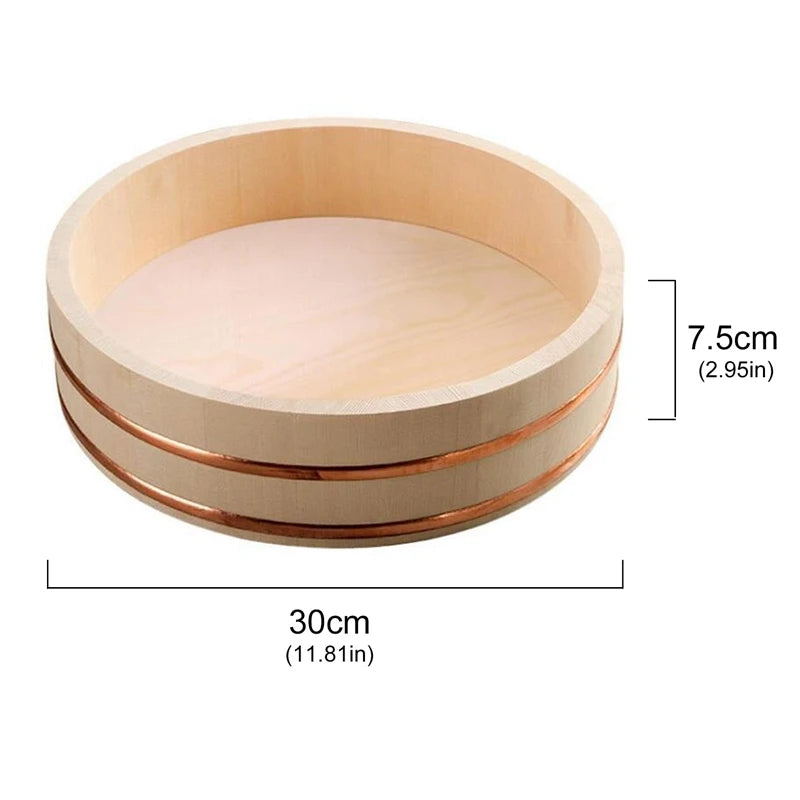 Wooden Sushi & Bibimbap Bucket Set - Korean Cuisine Serving Bowls