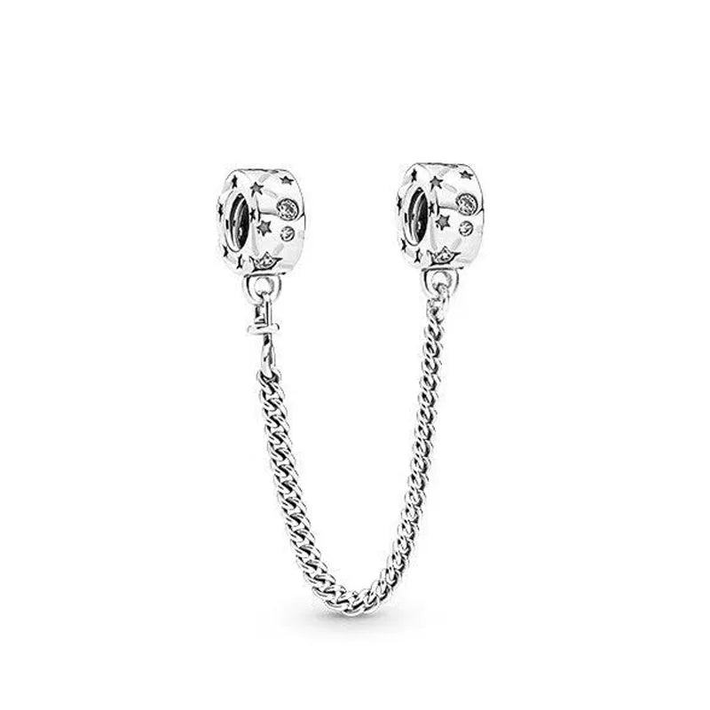 925 Silver Butterfly Moon Star Heart-Shaped Clip Safety Chain for Bracelets - DIY Jewelry Accessory