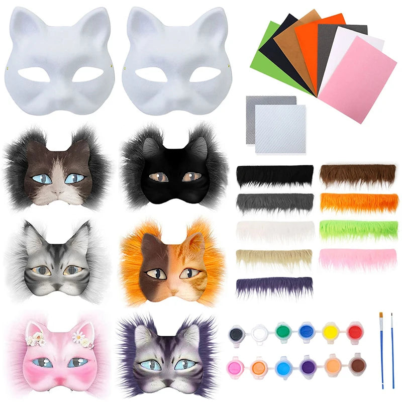 DIY Animal Half Face Mask Kit for Kids & Adults - Creative Handcraft Set