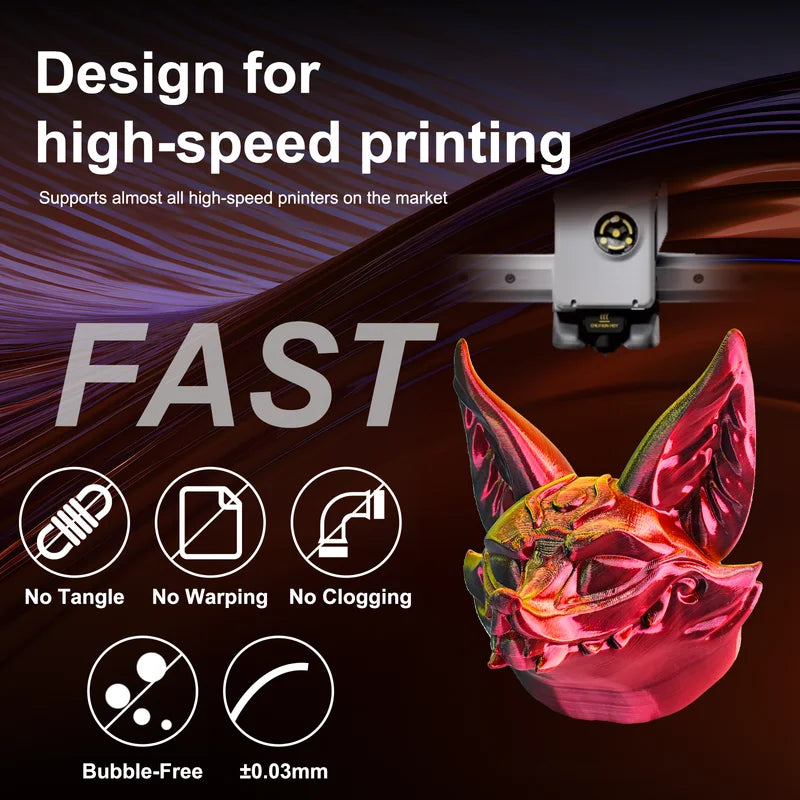 Silk Triple Color Series PLA 3D Printer Filament - 1kg Spool, 1.75mm, Shiny Finish