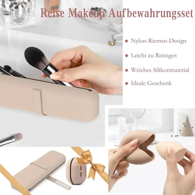 Travel Makeup Brush Holder Silicone Cosmetic Bag Waterproof Portable Organizer for Women Girls