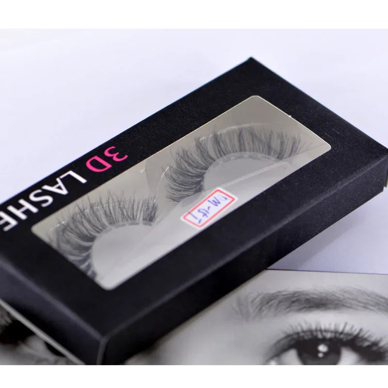 False Eyelashes with Clear Band Crisscross Design Handmade Dramatic Eye Lashes