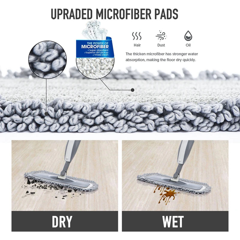 Magic Spray Mop for Wooden Floors with Reusable Microfiber Pads 360° Handle Home Cleaning Tool