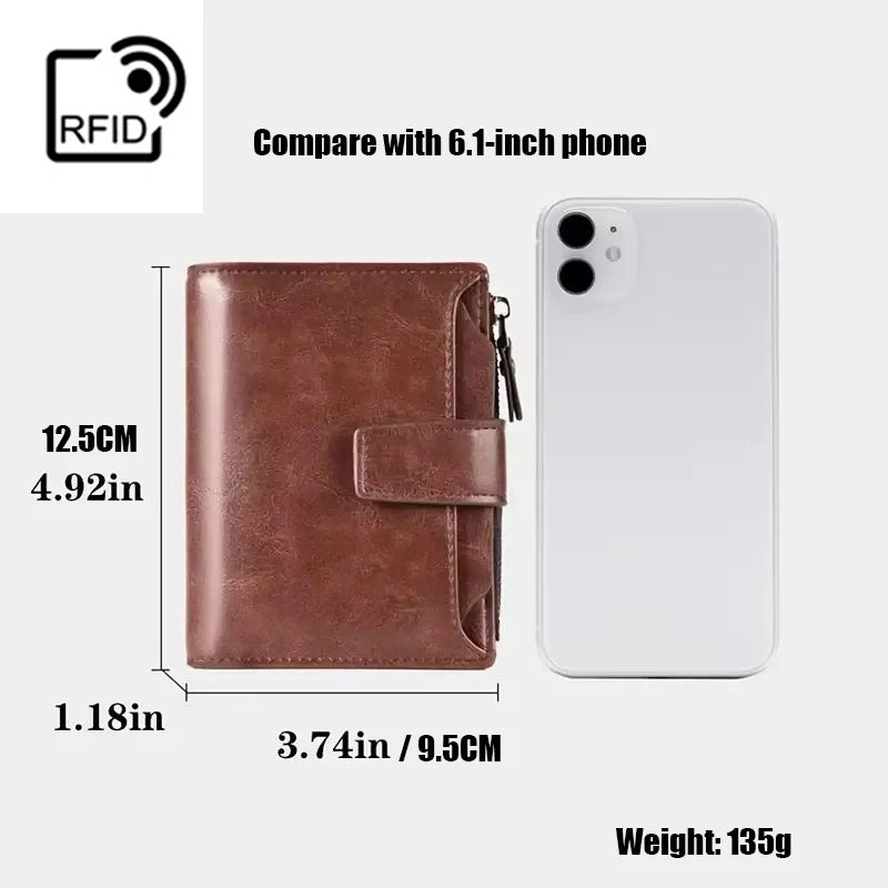 Men's RFID Coin Purse Wallet with Zipper Leather Money Bag for Men