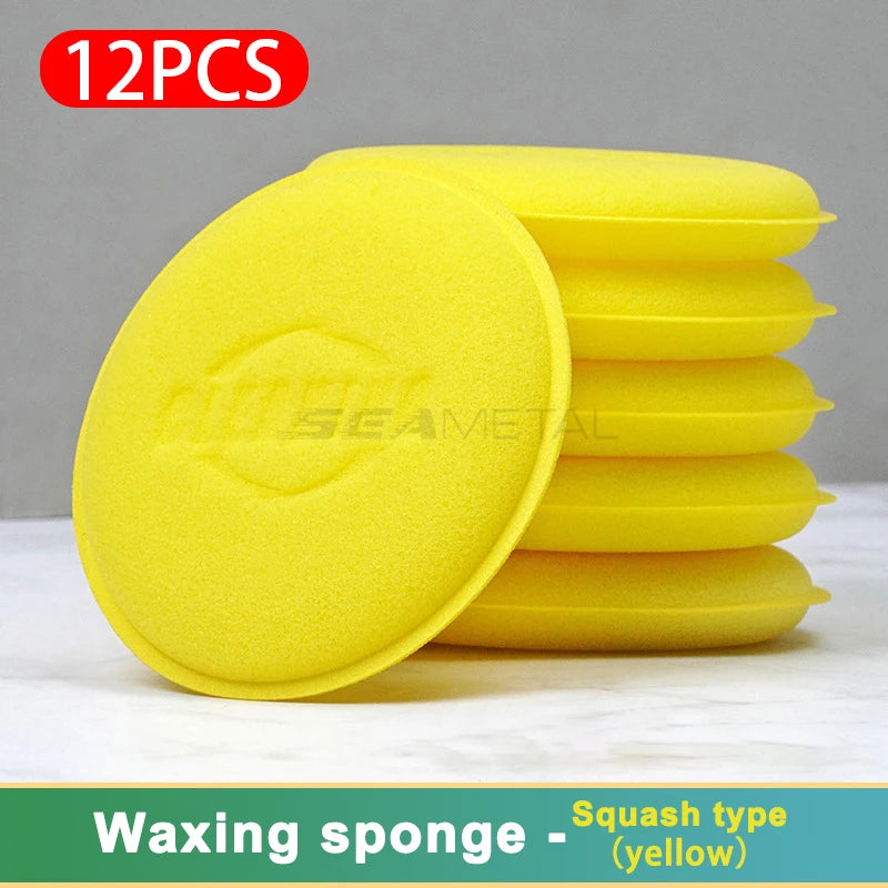 12Pcs Car Waxing Polishing Foam Sponges - High Density Round Applicator Pads