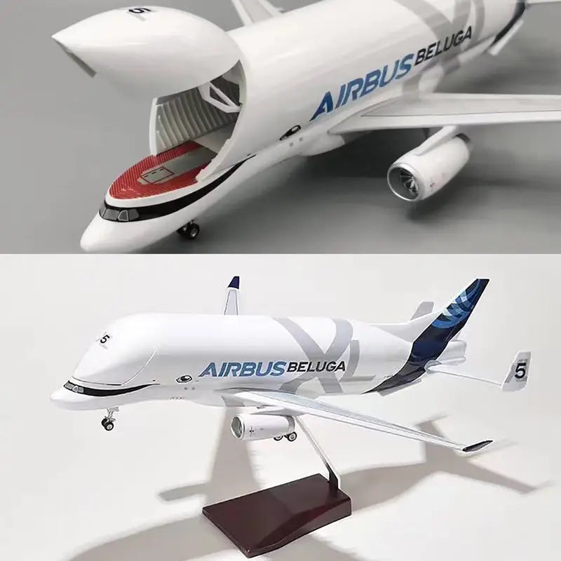 Diecast Resin Aircraft Model - Airbus A330 Beluga Airplane with Open Cargo Bay, 42cm/20cm Scale, Base Display, Multi-Color