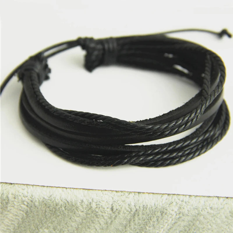 Multilayer Leather Braided Rope Wristband - Handwoven Men & Women Jewelry