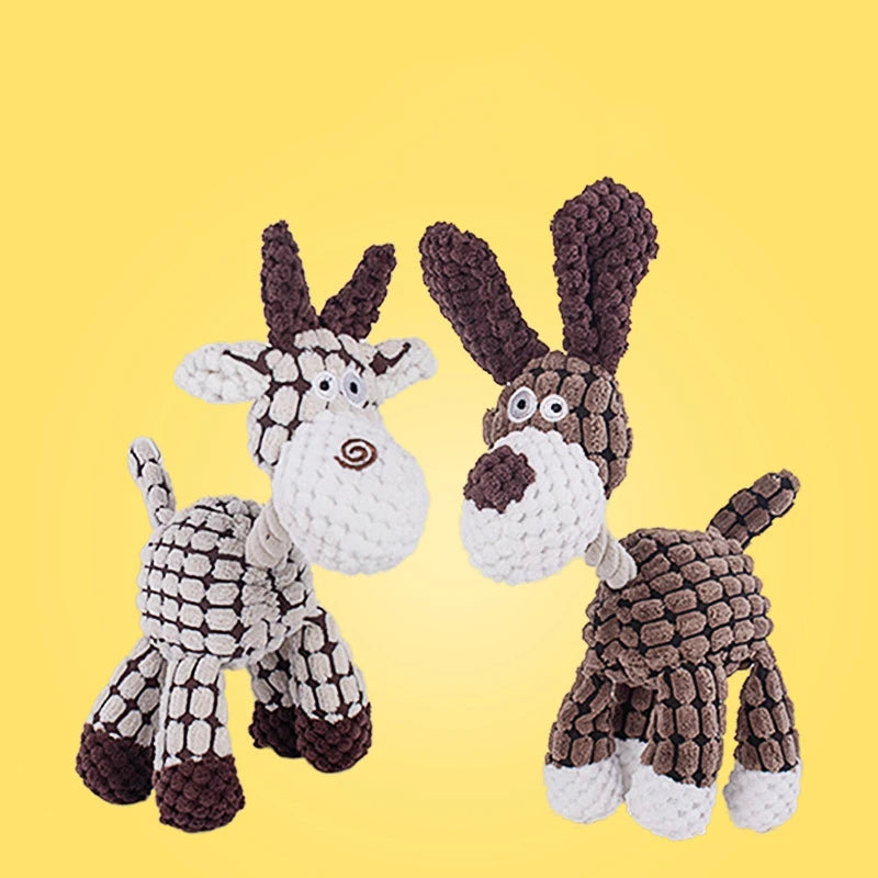 Plush Dog Toy Animals Shape Squeaky & Bite Resistant Pet Toys for Small & Large Dogs