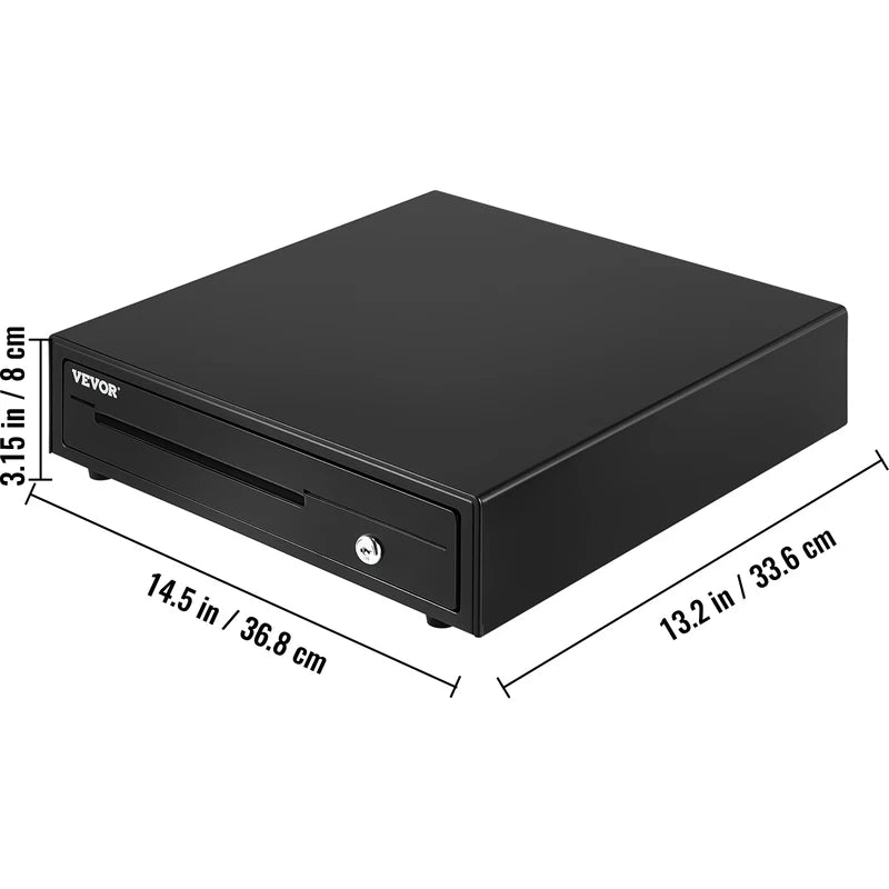 16-Inch Cash Register Drawer with Removable Coin Compartments for POS System - Multiple Colors