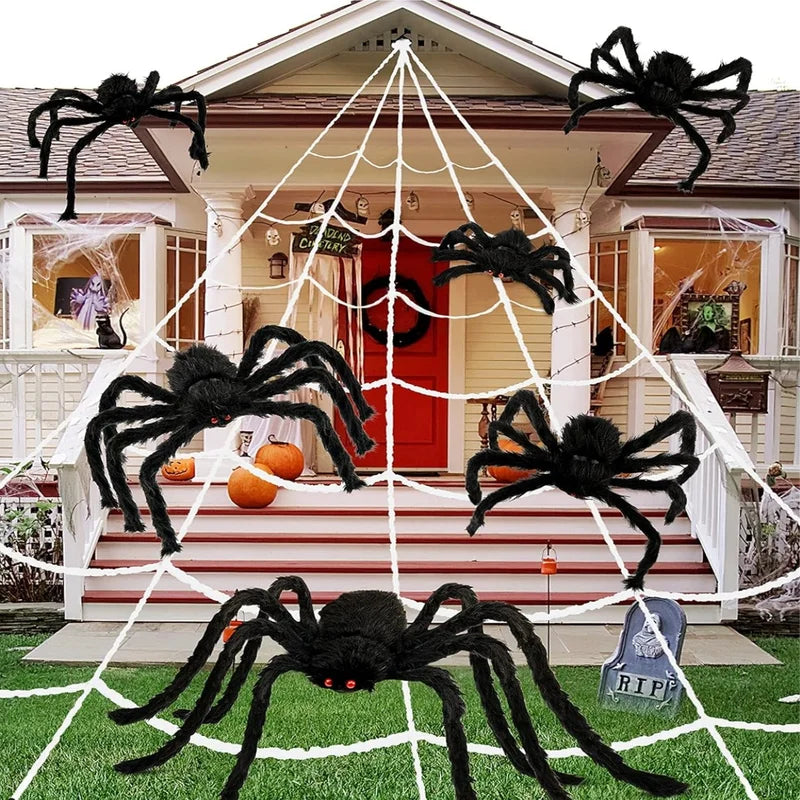 Giant Plush Spider Halloween Decoration Outdoor Prank Prop 30-200cm